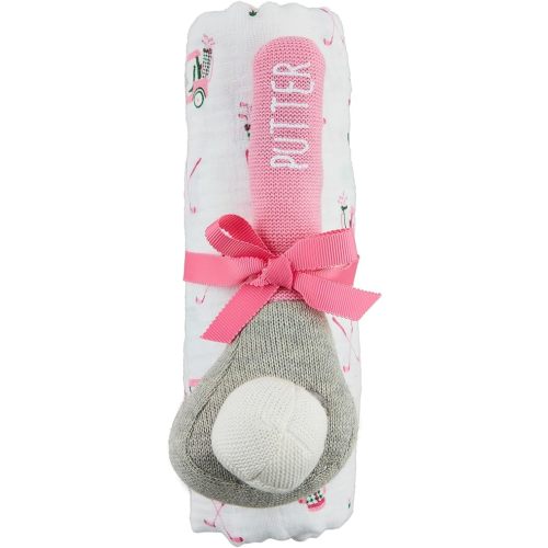 Mud Pie Children's Girl Golf Swaddle and Rattle