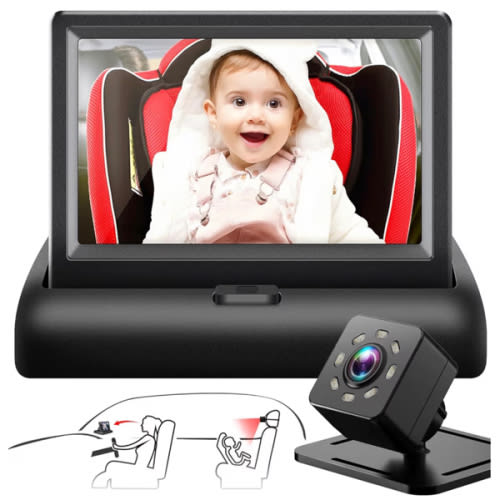 Baby Car Mirror with 4.3'' HD Night Vision Function Display, Safety Car Seat Camera with Wide Crystal Clear View, Easily Observe The Baby’s Move(Not USB)