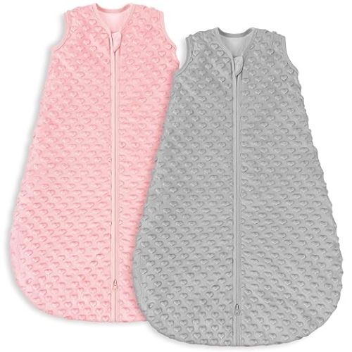 Yoofoss Fleece Baby Sleep Sack 6-12 Months with Plush Dots, TOG 1.5 Baby Wearable Blanket with 2-Way Zipper, Cotton Toddler Sleep Sack Fleece
