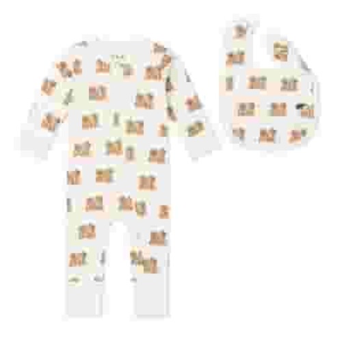 M+A by Monica + Andy Organic Cotton One Piece Coverall and Bib Set, Sizes Newborn - 18-24 Months