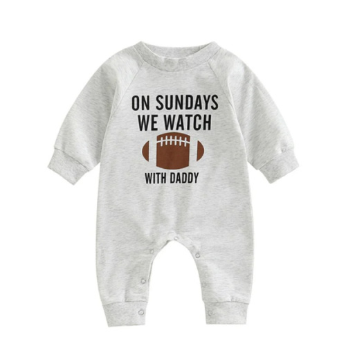 Infant Baby Girl Boy Romper On Sundays We Watch Football With Daddy Mommy Jumpsuit Long Sleeve Pants Size(s) 0-3 and 12-18