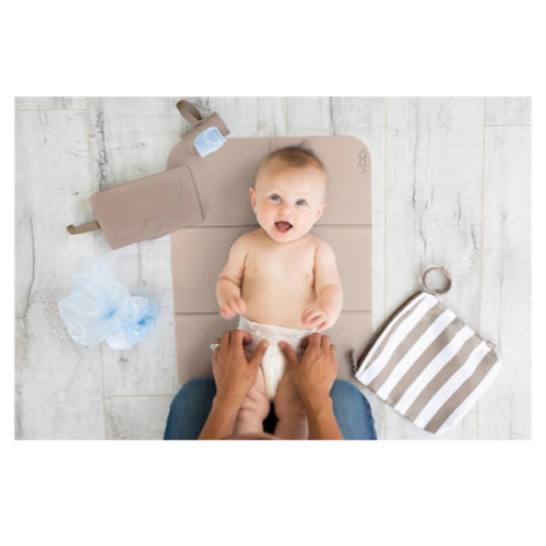 Ubbi On-The-Go Diaper Changing Baby Mat, Soft and Comfortable Diaper Bag Accessory Must Have for Newborns, Easy to Clean, Portable Folding Pad, Baby Traveling Accessories, Taupe
