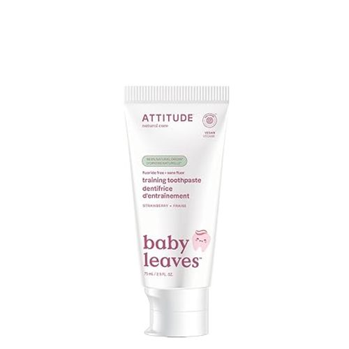 Attitude Baby and Child Fluoride-Free Training Toothpaste, Naturally Derived Ingredients, Vegan, EWG Verified, Strawberry, 2.6 Oz