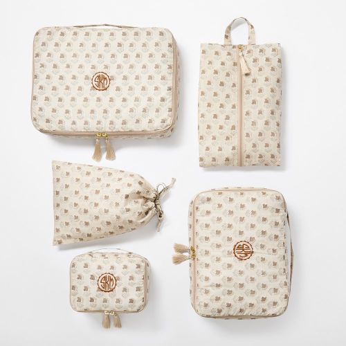 MarK & Graham 5-Piece Block Print Packing Cube Set - Sand