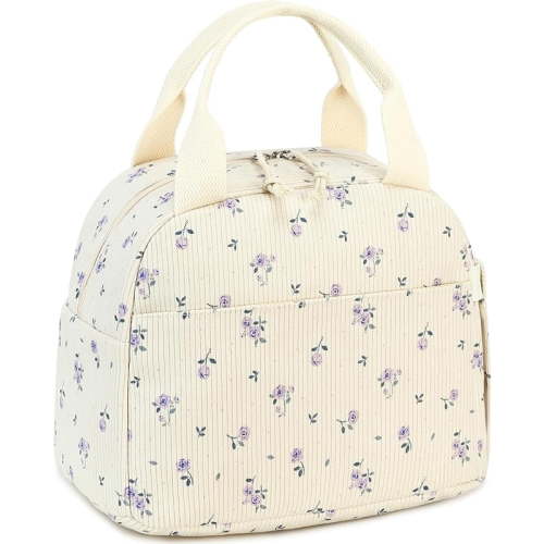 LEDAOU Lunch Box for Women Insulated Lunch Bag Corduroy Lunch Tote Bags Leakproof Cooler Lunch Case for Travel Work Picnic