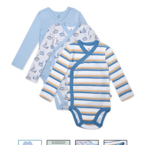 3-Pack Organic Cotton Long Sleeve Side-Snap Bodysuits | Honest Baby Clothing