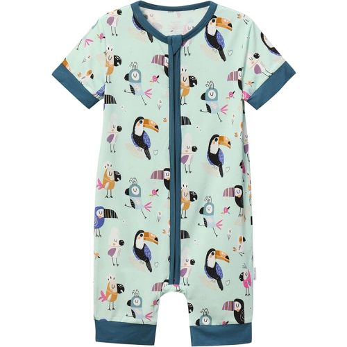 Baby Boys Girls Rompers Jumpsuits Toddler Short Sleeve Infant Sleep and Play Romper Viscose from Bamboo Pajamas