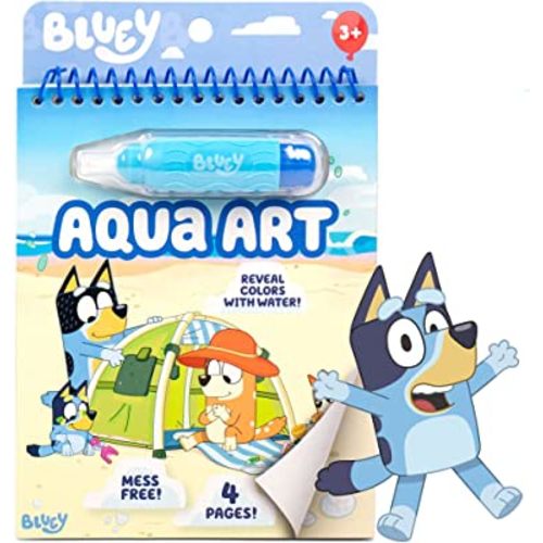 Horizon Group USA Bluey Aqua Art - Reusable Water Reveal Activity Pages With Water Pen for No-Mess Drawing and Coloring
