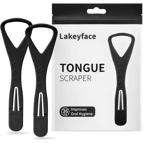 36 Counts Tongue Scrapers with Dental Picks, BPA Free Tongue Cleaner Scrapers for Adults & Kids, Plastic Tongue Scrubber with Zipper Bag Great for Oral Care and Fresh Breath On the Go,Black
