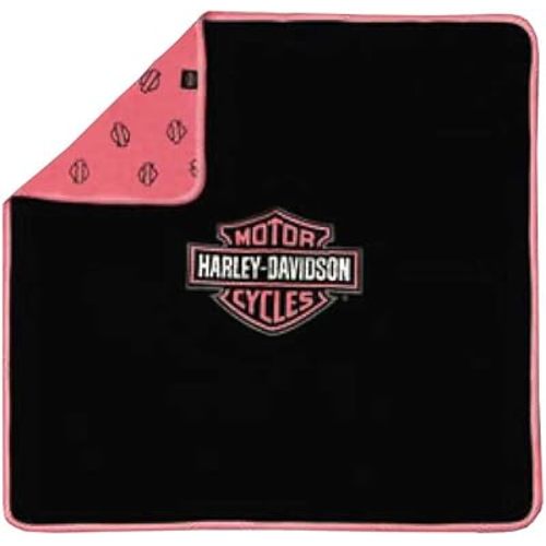 Harley-Davidson Baby Girls' Bar & Shield Receiving Blanket, Black/Pink 0100094