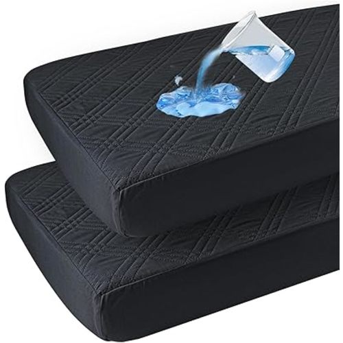 david's kids 2 Pack Waterproof Crib Mattress Protector, Fit Standard Crib and Toddler Mattresses, Ultra Soft and Breathable for Boys Girls Neutral, Black