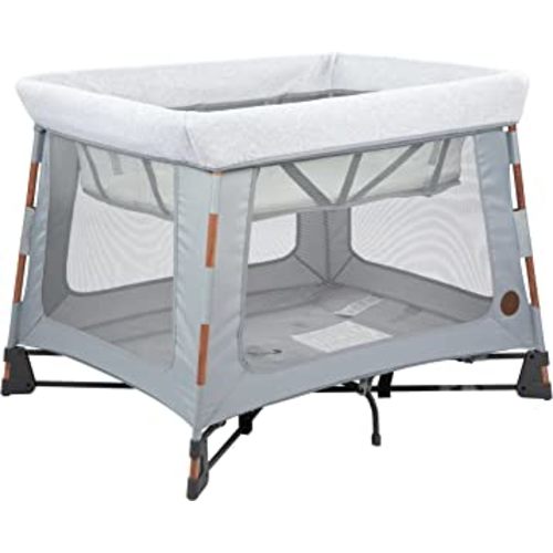 Maxi-Cosi Swift Lightweight Portable Playard, 1-Step Fold Playpen with Travel Bag, 2-Stage Mattress for Newborn to Toddlers, Essential Grey