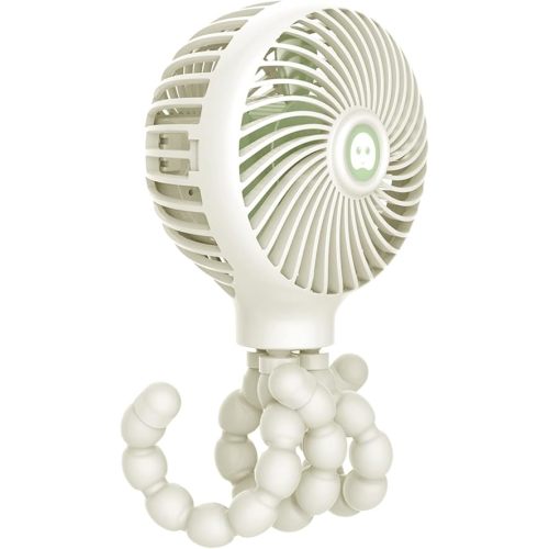 TRELC Mini Handheld Stroller Fan, Personal Portable Baby Fan with Flexible Tripod, 2024 Upgraded Version, Gift for Children, Rechargeable Fan for Office Room Car Traveling BBQ Gym Fan (White)