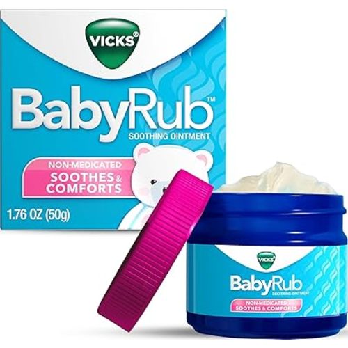 Vicks BabyRub Chest Rub Ointment with Soothing Aloe, Eucalyptus, Lavender, and Rosemary, from the makers of VapoRub, 1.76 oz