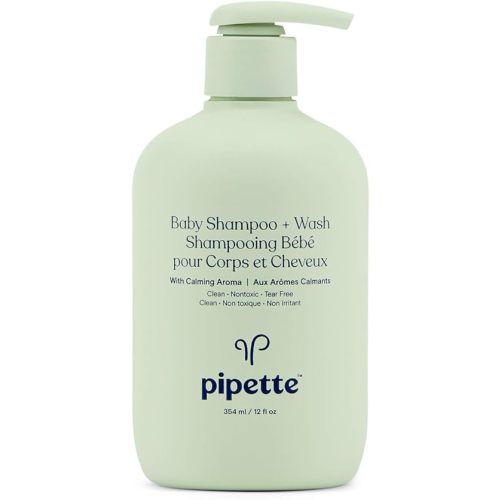 Pipette Baby Shampoo and Body Wash Tear-Free with Renewable Plant-Derived Squalane, Calming, 12fl oz
