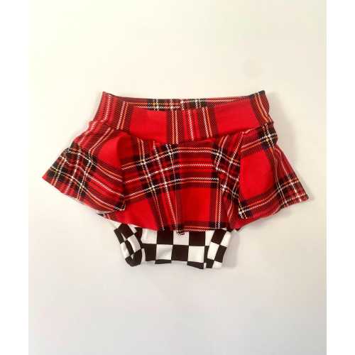 Girls Skirted Bummies Plaid Red and Black 0 3 6 9 12 18 24 months 2T 3T girls retro black and white checkered bottoms