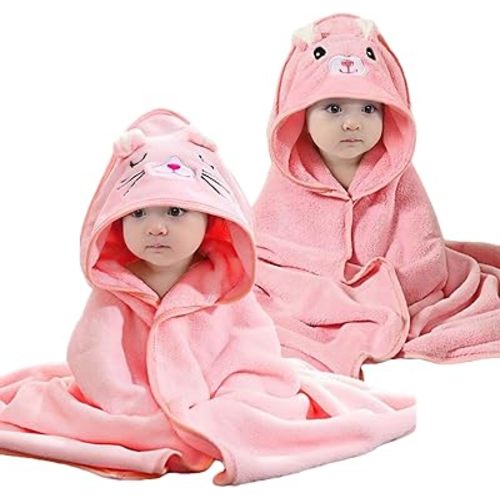 2 Pcs Baby Hooded Towels,31 x 31 in Baby Washcloths, Infant Super Soft Baby Bath Towels with Hood for Toddlers1-3,Highly Absorbent Viscose Hooded Towel for Boys, Girls, Newborn Essentials