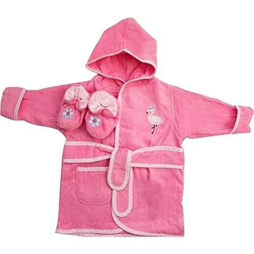 Spasilk 100% Cotton Hooded Terry Bathrobe with Booties — Baby Girl Gifts — Baby Boy Gifts — One Size — Shower Gift