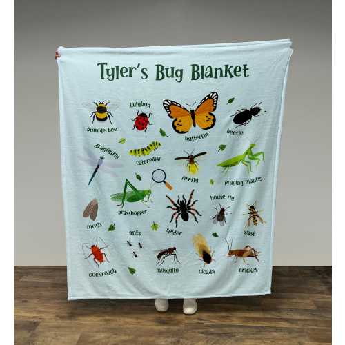 Personalized Kids Bug Blanket, ABC Bug Blanket, Boy Blanket, Baby Blanket, Kids Blanket, Personalized Gift, Gift for Baby and Toddlers