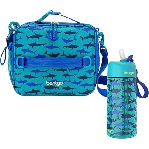 Bentgo® Kids Lunch Bag Set Water Bottle - New & Improved 2023 (Shark)