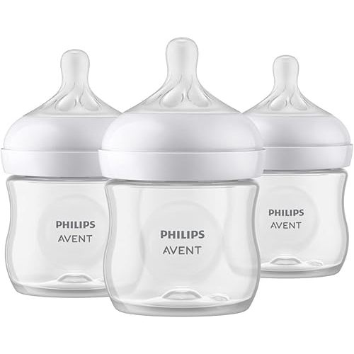 Philips Avent Natural Baby Bottle with Natural Response Nipple (Slow Flow, Flow 2), 4oz, 3-pack, SCY900/03