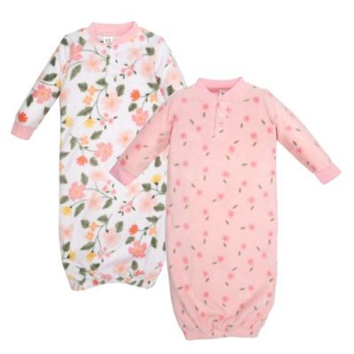 Hudson Baby Infant Girls Fleece Gowns, Family Floral
