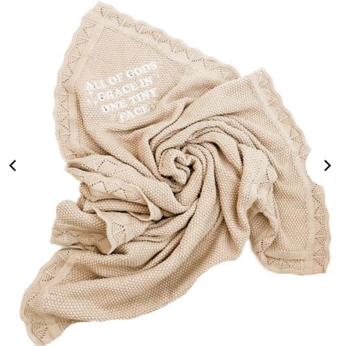 All of Gods Grace in One Tiny Face Tan Knit Blanket – AmorClothingCo.
