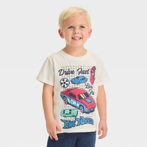 Toddler Boys' Hot Wheels Striped T-Shirt - Off-White 18M