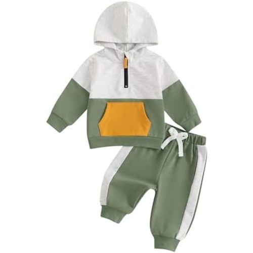 Infant Baby Boy Fall Winter Clothes Outfits Hooded Long Sweatshirt Pants Set Toddler Clothes 6 12 18 24 Months 2T