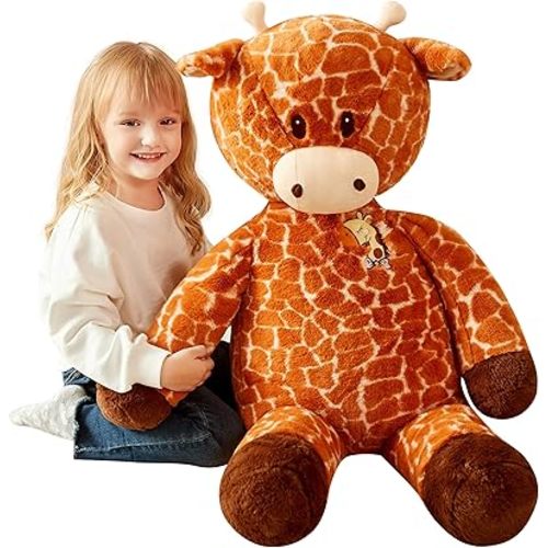 IKASA Large Giraffe Stuffed Animal Plush Toy,Giant Cute Jumbo Soft Toys,Huge Big Size Fluffy Fat Plushie,Gifts for Kids (Brown, 30 inches)
