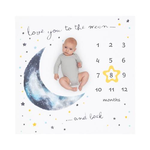 Organic Baby Milestone Blanket: Moon & Stars, Monthly Photo Prop