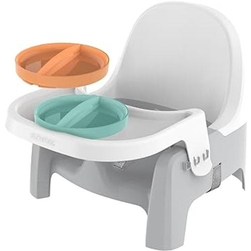 Summer Infant Deluxe Learn-to-Dine Feeding Seat – Infant and Toddler Feeding Chair and Booster Seat with Tray and 2 Snap-in Plates