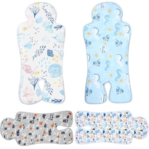 Pinkunn 4 Pcs Gel Car Seat Cooler Pad for Baby, Ice Stroller Cooler Mat Stroller Cooling Pad Baby Car Seat Cooling Pad Car Seat Ice Cooling Pad for Stroller, Baby Dining Chair, Child Safety Seat