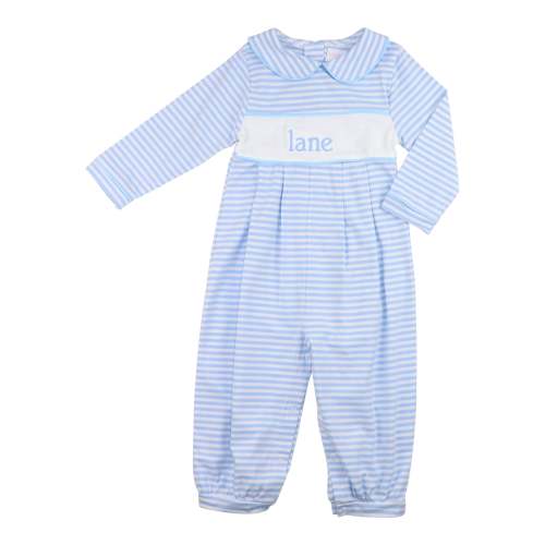 Blue Striped Knit Insert Long Romper – Cecil & Lou