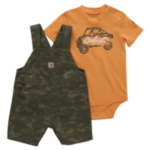 Carhartt Short-Sleeve Bodysuit and Canvas Shortalls Set for Babies