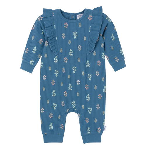 Gerber Baby Girl Long Sleeve Romper with Ruffles, Sizes Newborn - 24 Months