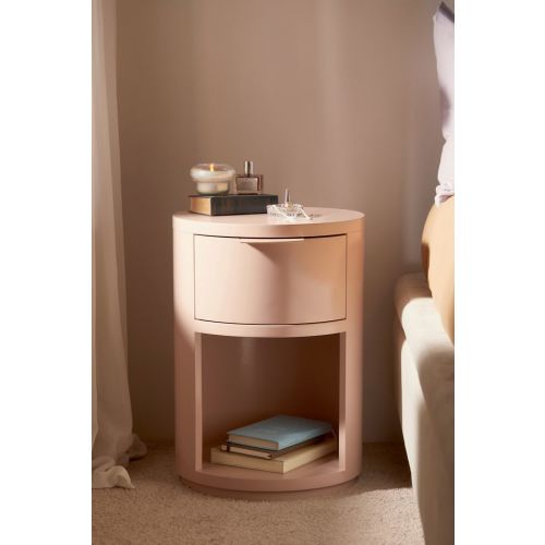 Kane Round Storage Nightstand in Rose