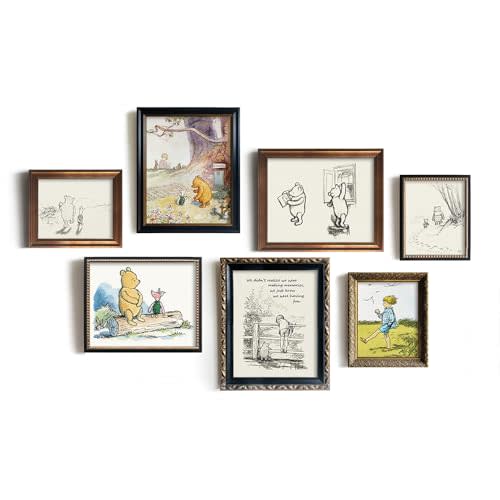 Winnie The Pooh Nursery Wall Art - Large Motivational Quote for Kids Little Boys Bedroom - Vintage Hundred Acre Wood Poster - You Are Braver Than You Think - Toddler Room Decor - Gifts for Winnie Fans