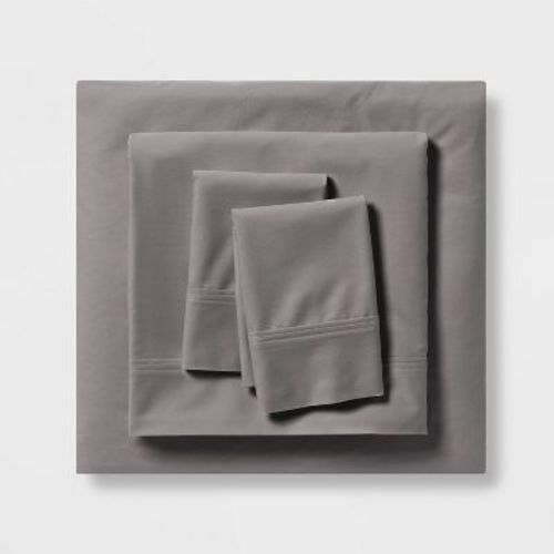 Queen Solid Performance 400 Thread Count Sheet Set True Khaki - Threshold™: Cotton Woven, Includes 2 Pillowcases & Fitted Sheet