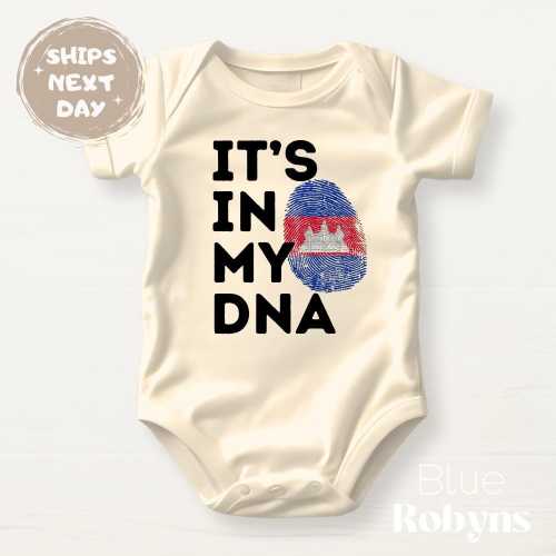 Cambodian Fingerprint Flag Shirt It’s In My DNA Cambodian Baby Bodysuit Toddler Sweatshirt Kid T-Shirt Adult Tee Cambodia Kmer Family Gift