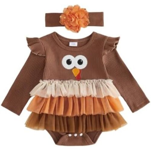 Seyurigaoka Halloween Baby Girl Outfits Ruffle Long Sleeve Dress Romper