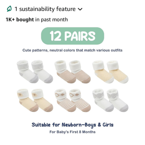 Mother's Choice Organic Cotton Baby Socks Infant 0-6 Months - 12 pairs Soft, Cozy, and Gentle Newborn Socks for Girls & Boys, Perfect Baby Gift for Everyday Wear, and Infant Comfort