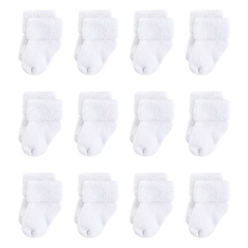 Touched By Nature Baby Unisex Organic Cotton Socks, White Terry, 0-6 Months