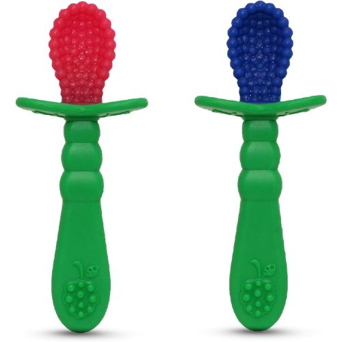 RaZbaby RaZberry Infant Training Spoon, 6m+ Red & Blue, 2 Count (Pack of 1)