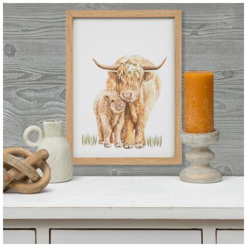 Mother &amp; Baby Highland Cow Framed Wall Decor
