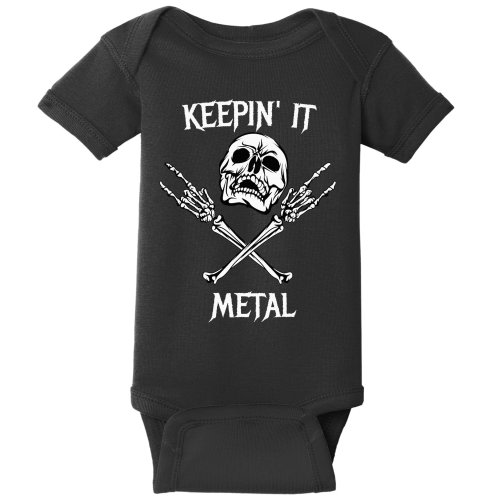 Skull & Bones Black Death Rock Heavy Metal Headbanger Baby Bodysuit