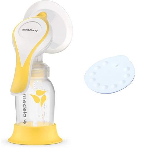 Medela Manual Breast Pump with Flex Shields Harmony Single Hand Bundle with 6 Count Medela Spare Pump Membranes