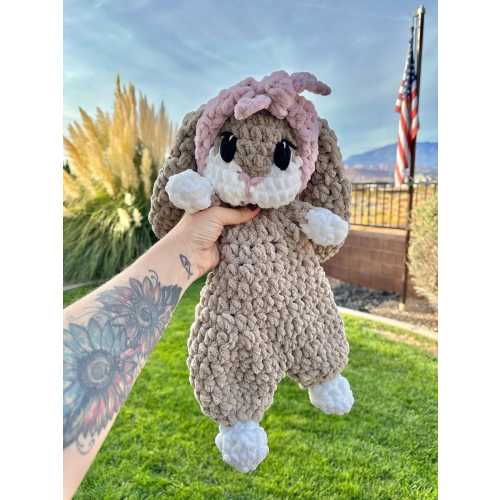 Crocheted Bunny Plushie - Stuffed Animals - Nellas Cottage - Bunny Toy - Baby Bunny - Bunny Plushie - Bunnie Amigurumi - Crochet - Handmade