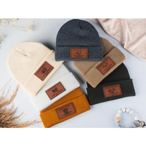 Protected By Dog Hat, Baby Beanie, Personalized Baby Hat, Custom Pet Portrait Beanie, Baby Puppy Beanies w/ Name, Newborn Gift
