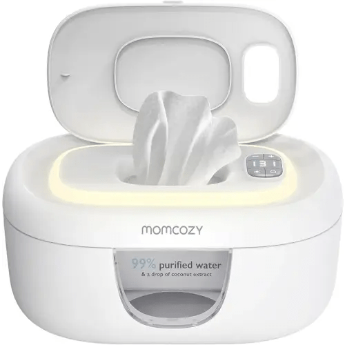Momcozy Baby Wipe Warmer, Innovative Spring Design, Large Capacity Wipes Dispenser for 60-80pcs, Fast & Even Heating, 4 Modes of Temperature Heating Control, Diaper Wipe Warmer with Night Light, Grey